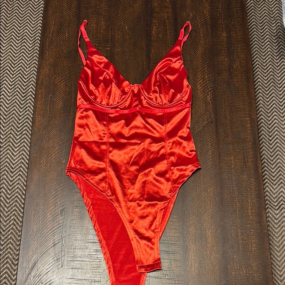 Red Sleeveless Bustier Bodysuit